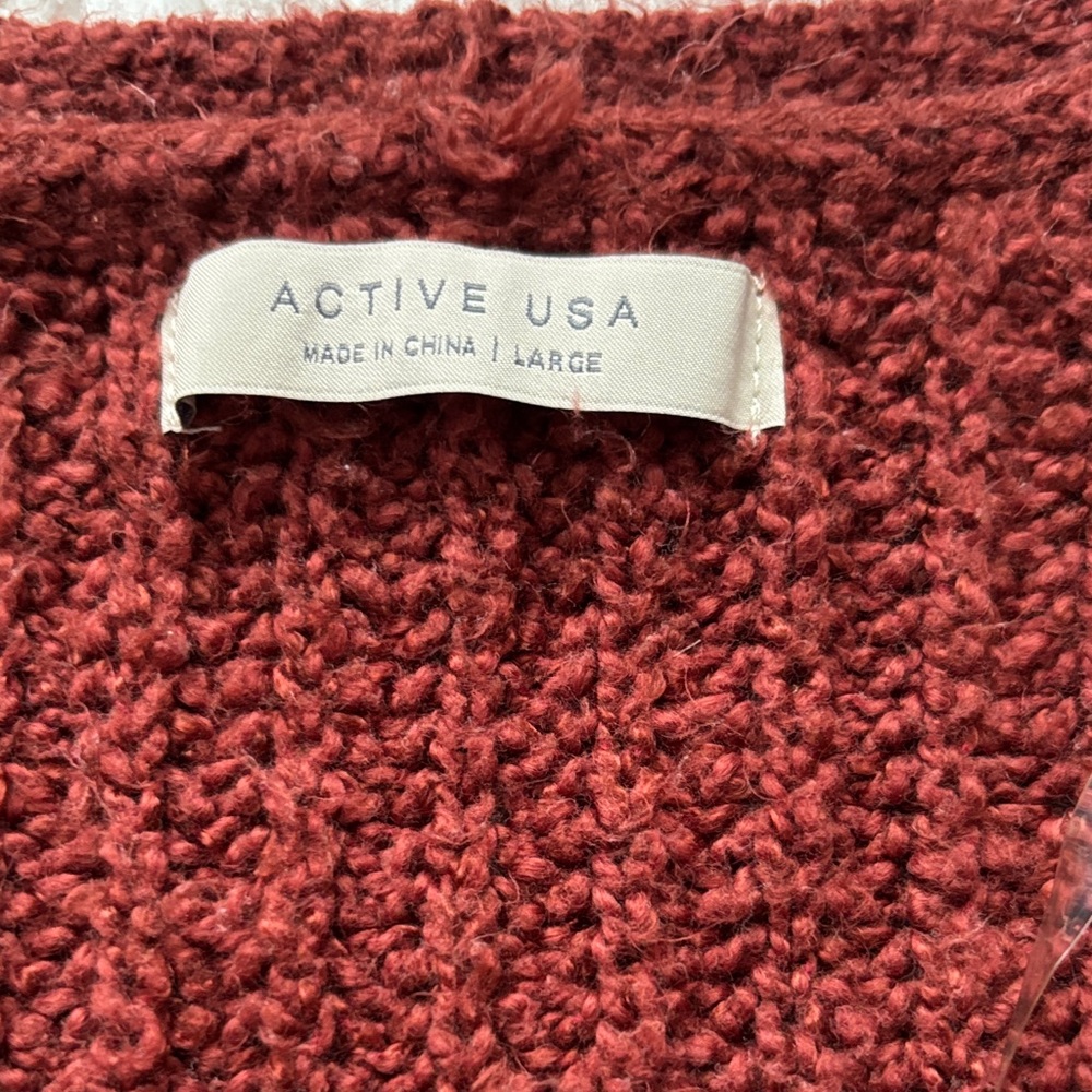 Women's Rust Color Open-Front Sweater/Cardigan - Picture 2 of 6
